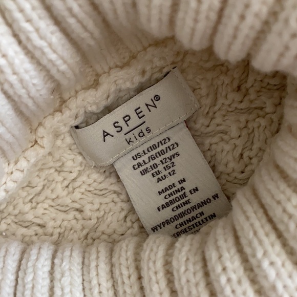 Aspen Kids | Leopard Faux Fur Trim Turtleneck Sweater Knit Poncho Cape (L 10/12) - Picture 7 of 16